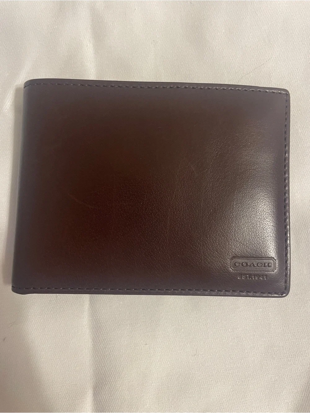 Coach Dark Brown Leather Slim Bifold Card Holder